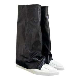 小众设计尖头平底裤管靴2025秋冬新款显瘦时髦辣妹长筒靴女不过膝