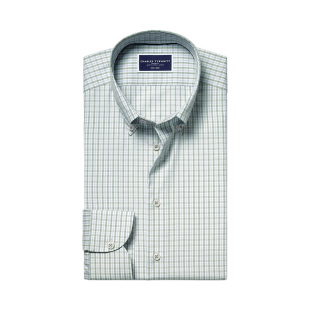 CHARLES TYRWHITT超修身纯棉格纹免烫牛津纺衬衫男商务休闲