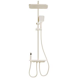 【国补15%】浪鲸淋浴花洒套装奶白四功能全铜冷热钢琴键057