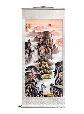 泰山日出东方办公室靠山图山水画