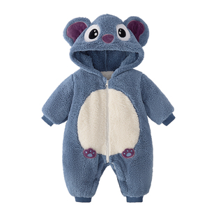 [抗菌远红外]连体衣婴儿秋冬男童特厚双面加绒爬服婴儿满月服男宝