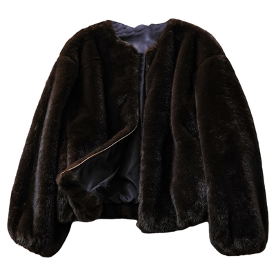 宽松毛绒环保毛长袖廓形女装外套