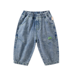 咔咔熊猫儿童牛仔裤春季小熊刺绣休闲长裤春装男女童薄款裤子春款