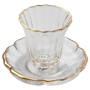 描金玻璃品茗杯盏加厚小茶杯托单个人主人杯耐热防烫茶道功夫茶具