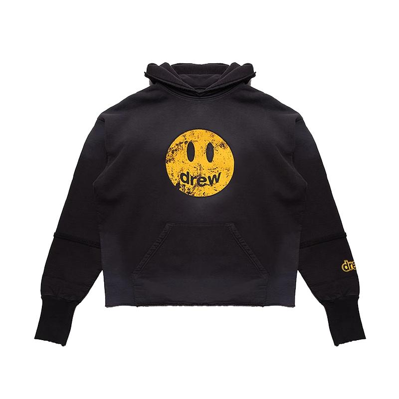 drew house mascot笑脸连帽拼接卫衣