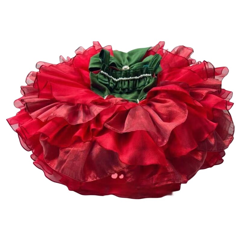 花晓期手作原创洛丽塔女童公主蓬蓬夏装宝宝一朵小红玫可爱连衣裙