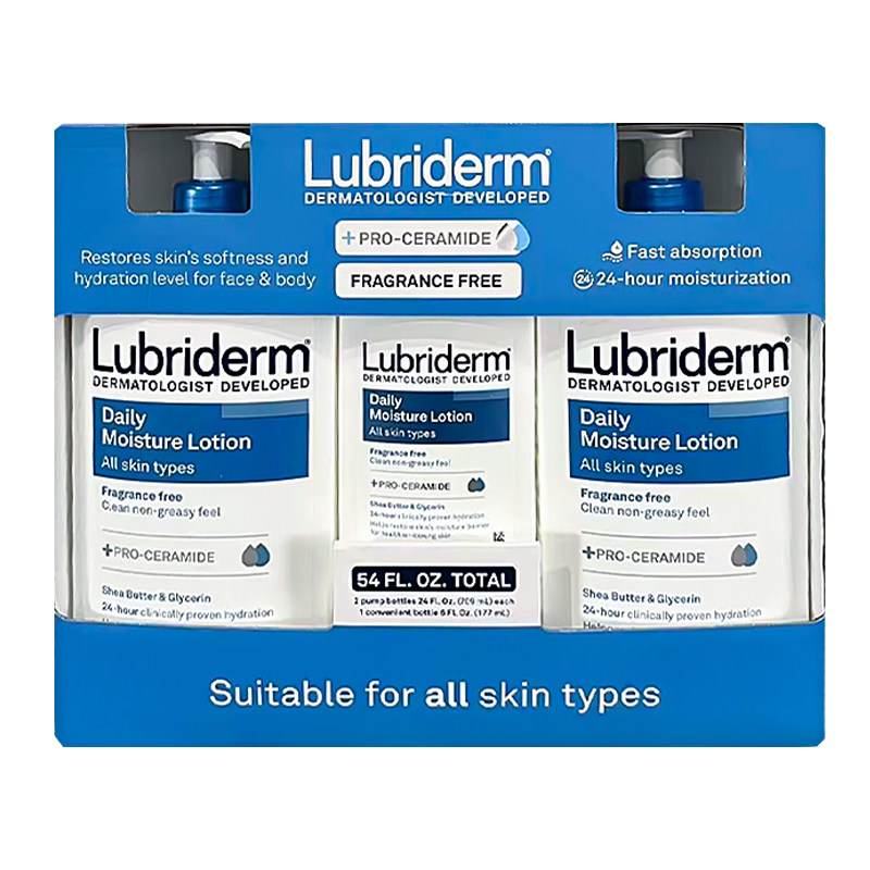 现货保税 Lubriderm保湿身体乳709ml*2+177ml套装 滋润补水润肤乳