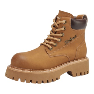 星期六真皮厚底马丁靴英伦风女款2025秋冬新款复古棕色靴子短靴女