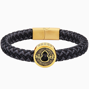 足金福禄黄金手链男款国潮黑金葫芦男士手环时尚百搭男女通款手镯