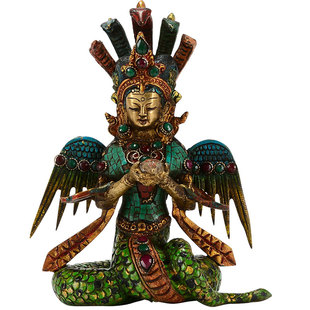 尼泊尔手工《龙女菩萨》居家桌面龙树菩萨客厅铜摆件7寸