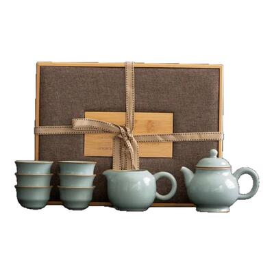 汝山明汝瓷仿古釉掇球壶茶具套组