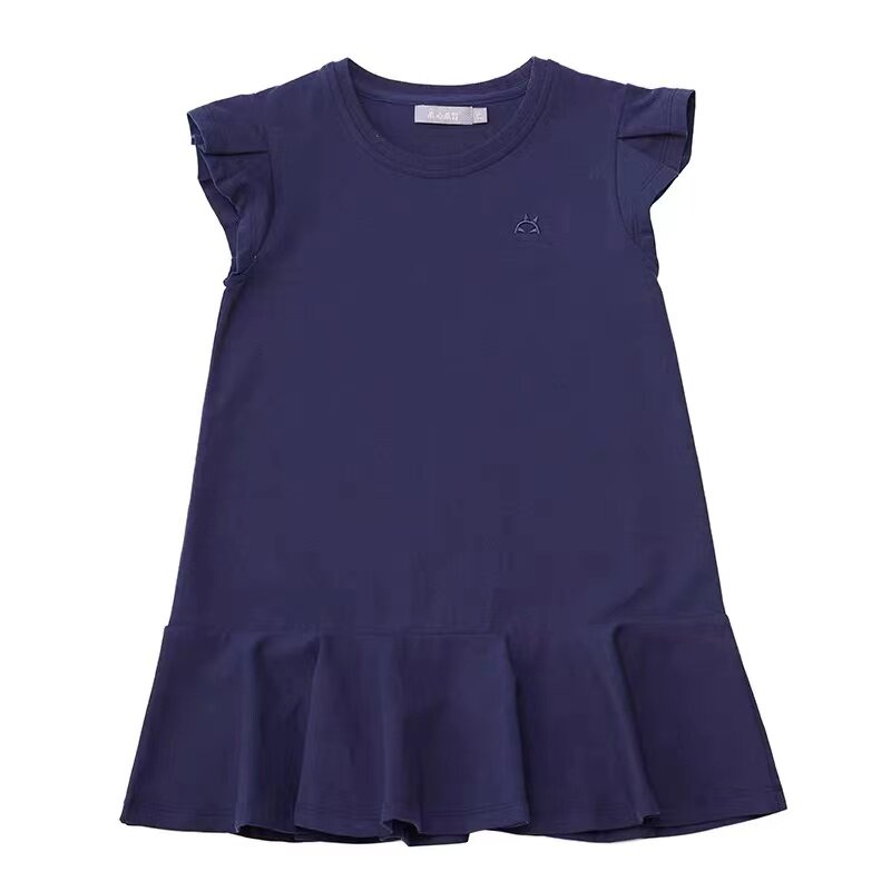 爪心爪背专柜正品女童装夏季短袖全棉连衣裙淑女气质纯棉针织连衣