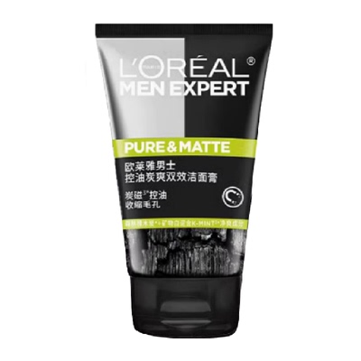 欧莱雅男士炭爽双效控油洁面膏100ml