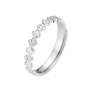 明牌珠宝四叶草925银戒指原创设计高级创意开口女单人戒指环礼物