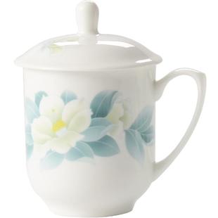 华光国瓷茶杯盖杯泡茶杯新中式会客茶杯碟陶瓷杯喝水杯子清秋雅韵