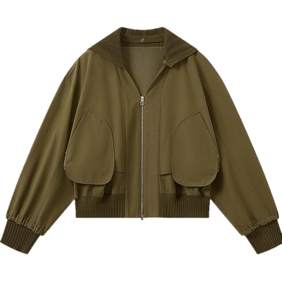 播连帽可拆卸短外套女秋冬设计感拉链上衣DDS4WD5220