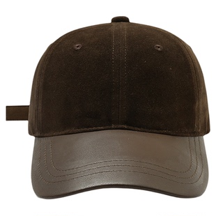 高品质绒面皮质深顶棒球帽子女秋冬季加厚保暖鸭舌帽宽帽檐显脸小