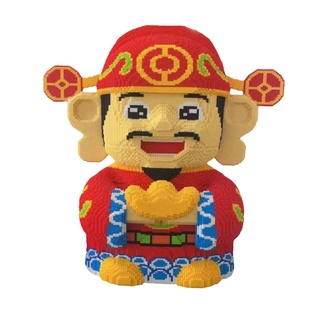 2025新款积木小颗粒财神爷成人版高难度拼图6-12岁男女孩招财猫