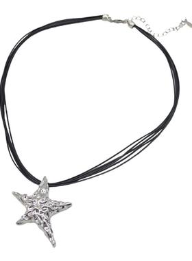 Y2K辣妹金属五角星吊坠项链