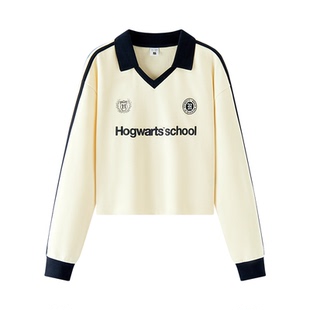 [商场同款]森马哈利波特联名卫衣女短款宽松2025秋新款polo领上衣