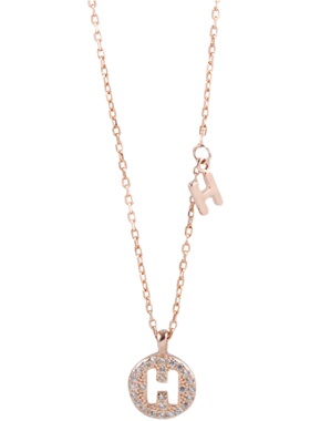 h字母项链女纯银轻奢仙气配白t的