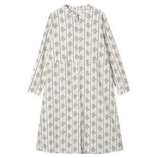 2025年春装Outlets专柜 高端XA系列棉质条纹花中裙宽松长袖连衣裙