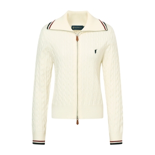 POLOWALK女装2025秋季新品女式长袖针织衫百搭通勤绞花针织开衫女