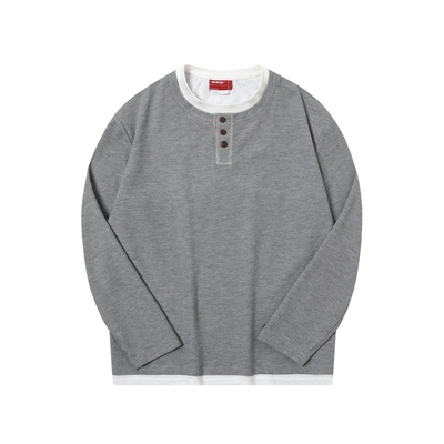 TGNS亨利领长袖T恤男生打底上衣