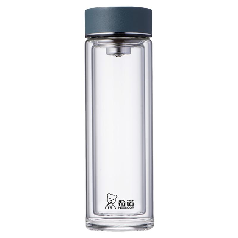 希诺办公室双层隔热泡茶玻璃杯