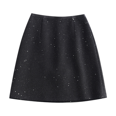 毛呢亮片半身裙女秋冬2025新款