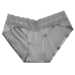 高级感缎面内裤女生美式性感蕾丝纯欲2025新款时尚无痕冰丝三角裤