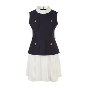 莱茵福莱尔新款小个子高级小香风无袖法式小资气质收腰连衣裙女夏