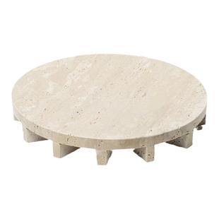 侘寂风天然黄洞石收纳盘洗手台大理石香薰托盘样板房茶几果盘摆件