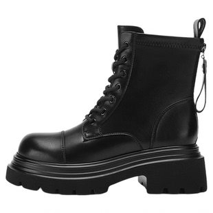 达芙妮黑色马丁靴女款2025新款秋冬英伦风单靴百搭厚底靴子短靴女