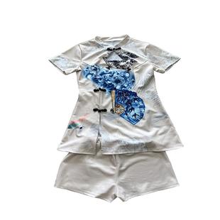 复古改良旗袍裙高端美容师技师工衣2023收腰spa足疗工作服两件套