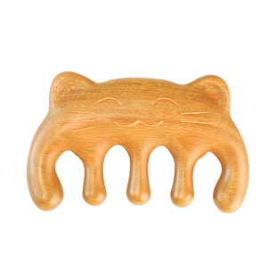 虞美人绿檀按摩梳五齿头部疏通经络梳子按摩头皮木梳刻字生日礼物