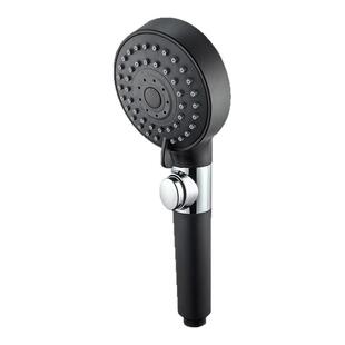 黑色花洒三档可调大孔带弹跳式一键止水无刺痛喷头浴室洗澡莲蓬头