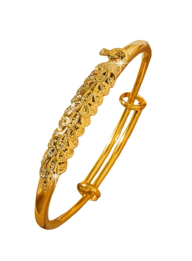 沙金雕花孔雀镀24K黄金色手镯女