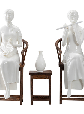 新中式古典陶瓷人物仕女摆件