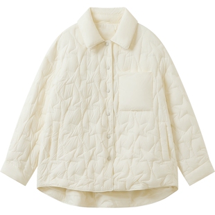 播商场同款白色短款几何绗线鹅绒服女冬新款保暖外套BDS4RD3151
