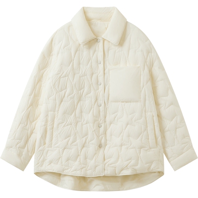 播商场同款白色短款几何绗线鹅绒服女冬新款保暖外套BDS4RD3151