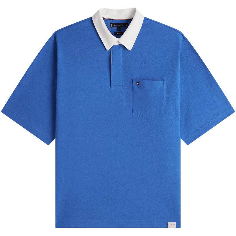 Tommy男装纯棉撞色翻领宽松POLO