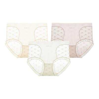 林卡女士内裤小花网格风轻中高腰夏季冰爽裤3条装