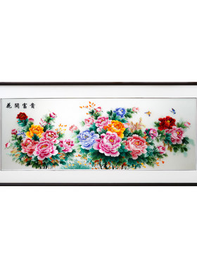 新中式风格花开富贵牡丹图刺绣