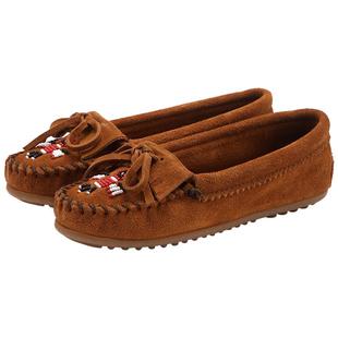 MINNETONKA/迷你唐卡雷鸟串珠一脚蹬豆豆鞋浅口平底乐福鞋单鞋女