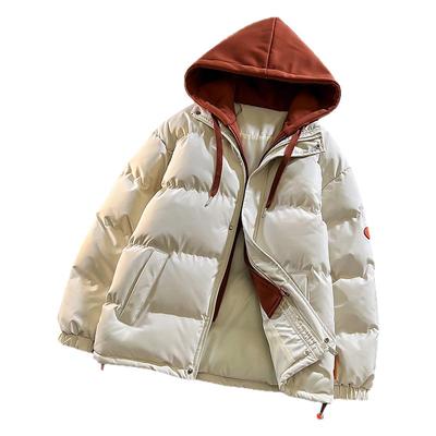 GL真维斯假两件棉服外套男2026新款冬季保暖连帽情侣面包服棉袄女