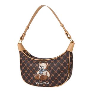 丹尼熊单肩月牙包腋下包女新款通勤老花格子英伦时尚3826002