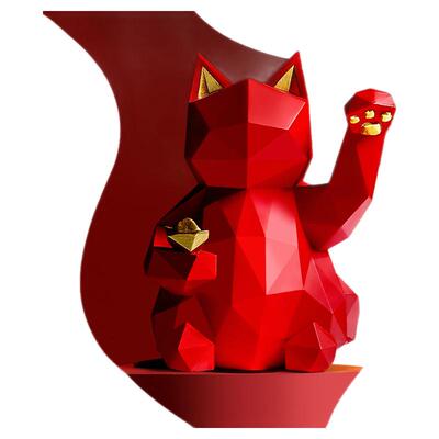 招财猫摆件轻奢几何极简线条开业