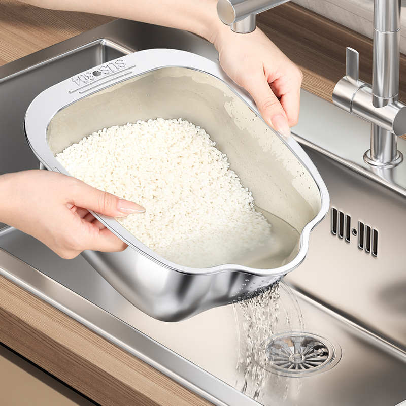 不锈钢316食品级漏盆洗米筛家用厨房洗菜果蔬沥水滤水篮子淘米盆