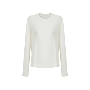 范洛Fano 毛边宽松圆领打底衫长袖T恤女2026春季仿羊绒插肩袖上衣